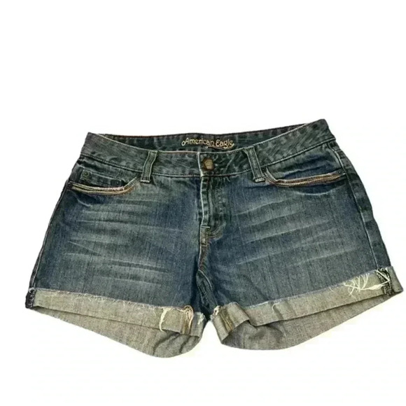 American Eagle Vintage Blue Cuffed shorts size 4 - Picture 1 of 9